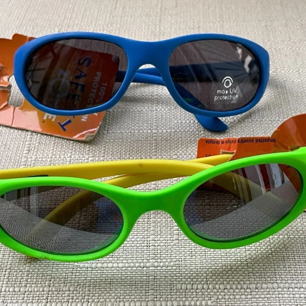 Safety Zone Kids Sunglasses Lot of 2 Eye Wear Blue and Green Shades New